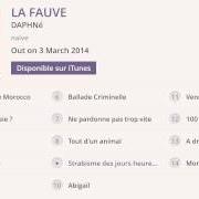El texto musical BALLADE CRIMINELLE de DAPHNÉ también está presente en el álbum La fauve (2014)